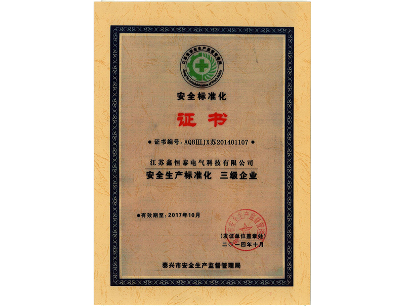 安全标准化证书